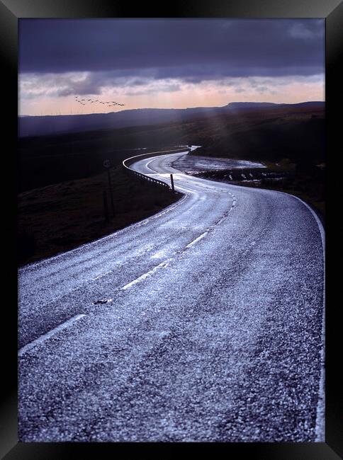 Mountain road in Brynamman Framed Print by Leighton Collins