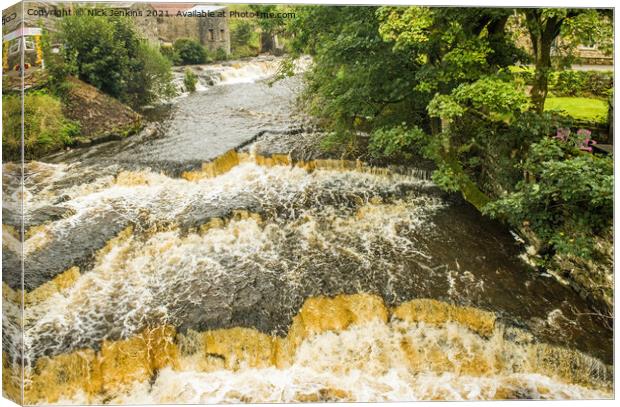River Ure in Wensleydale in spate Yorkshire Dales Canvas Print by Nick Jenkins