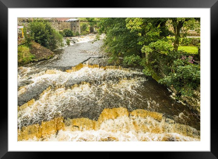 River Ure in Wensleydale in spate Yorkshire Dales Framed Mounted Print by Nick Jenkins