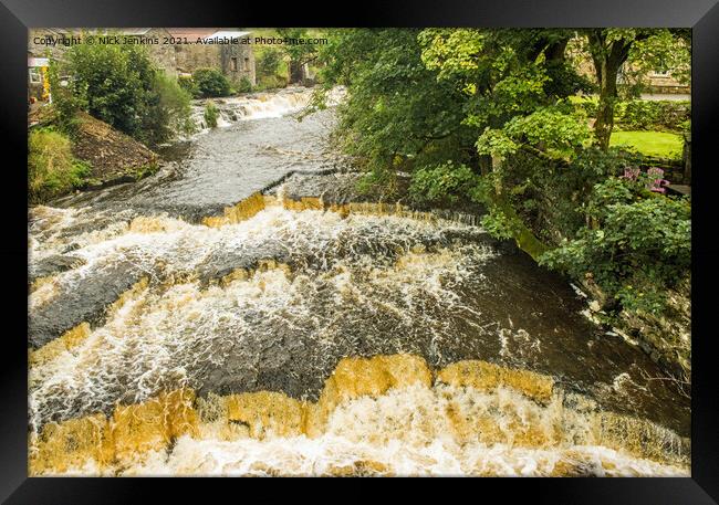 River Ure in Wensleydale in spate Yorkshire Dales Framed Print by Nick Jenkins