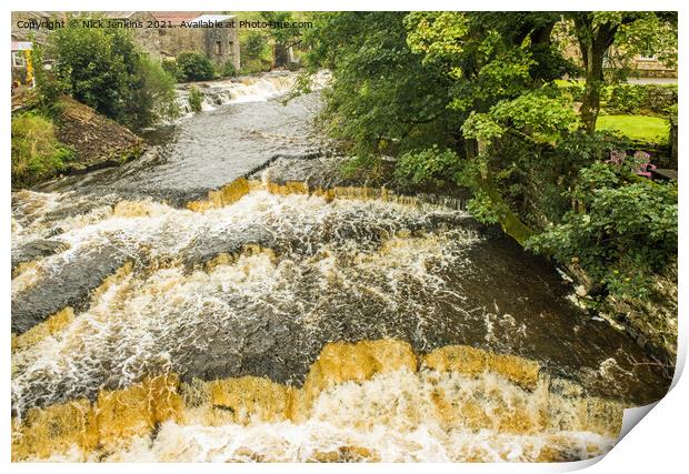 River Ure in Wensleydale in spate Yorkshire Dales Print by Nick Jenkins