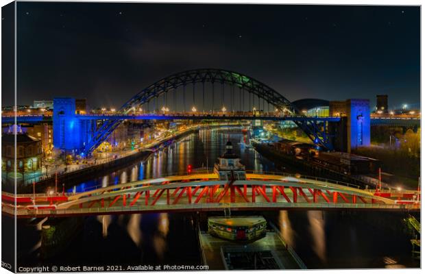 The Newcastle Swing Bridge Canvas Print by Lrd Robert Barnes