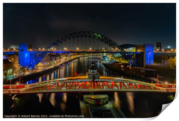 The Newcastle Swing Bridge Print by Lrd Robert Barnes