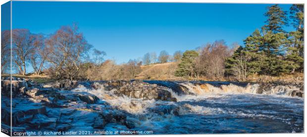 River Tees at Low Force Winter Panorama Canvas Print by Richard Laidler