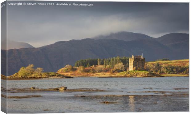 Majestic Castle Overlooking Serene Loch Canvas Print by Steven Nokes