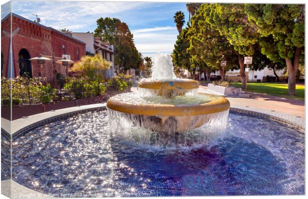 Large Mexican Tile Fountain Ventura California  Canvas Print by William Perry