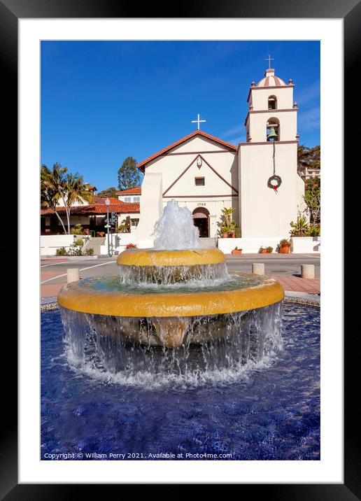 Mexican Tile Fountain Garden Mission San Buenaventura Ventura Ca Framed Mounted Print by William Perry