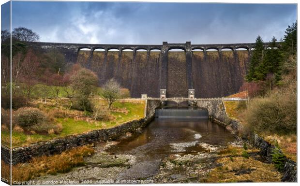 The Claerwen Reservoir Dam Elan Valley Canvas Print by Gordon Maclaren