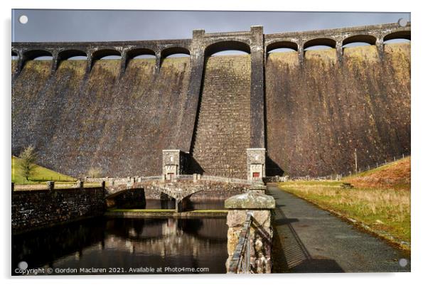 The Claerwen Reservoir Dam Elan Valley Acrylic by Gordon Maclaren