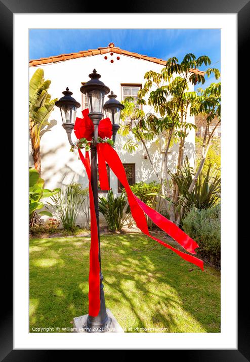 Christmas Lantern Garden Mission San Buenaventura Ventura Califo Framed Mounted Print by William Perry