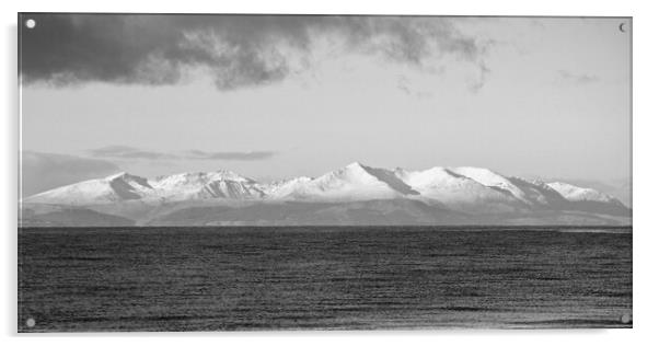 Snow topped Arran and its mountains Acrylic by Allan Durward Photography