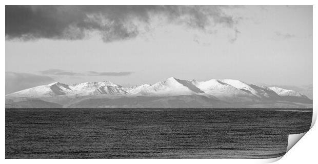 Isle of Arran, snow capped mountains Print by Allan Durward Photography