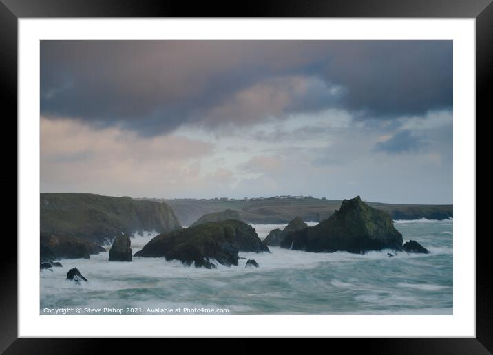 Lizard village Cornwall - storm approaching. Framed Mounted Print by Steve Bishop
