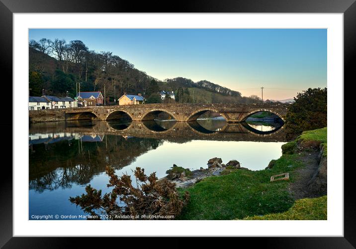 Sunset reflection, Dyfi Bridge, Machynlleth, Wales Framed Mounted Print by Gordon Maclaren