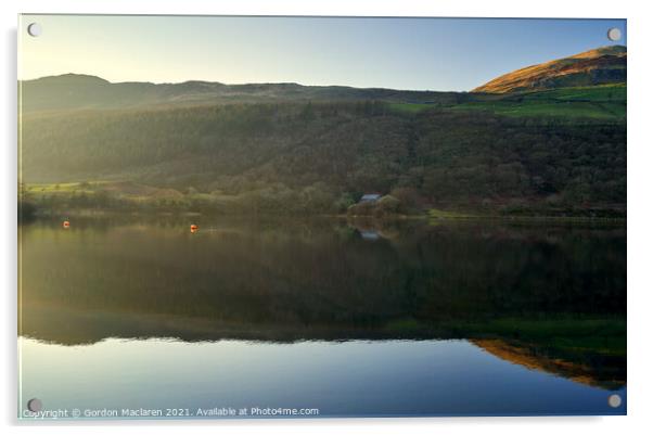 Sunset reflections in Tal-y-llyn Lake Acrylic by Gordon Maclaren