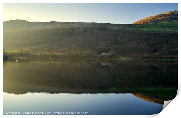 Sunset reflections in Tal-y-llyn Lake Print by Gordon Maclaren