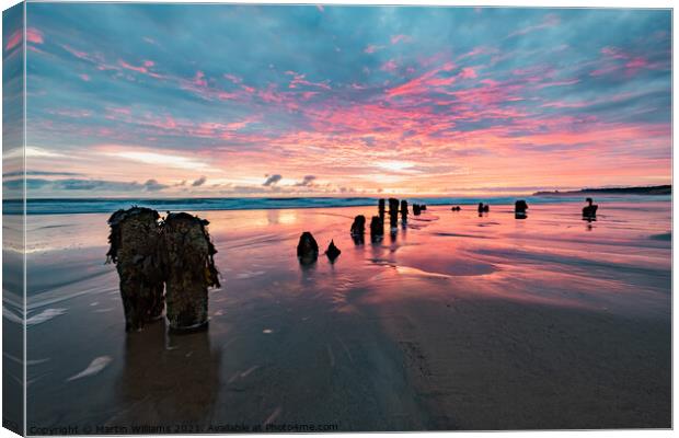Groynes at Sandsend, Whitby Canvas Print by Martin Williams