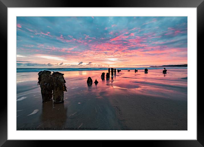 Groynes at Sandsend, Whitby Framed Mounted Print by Martin Williams