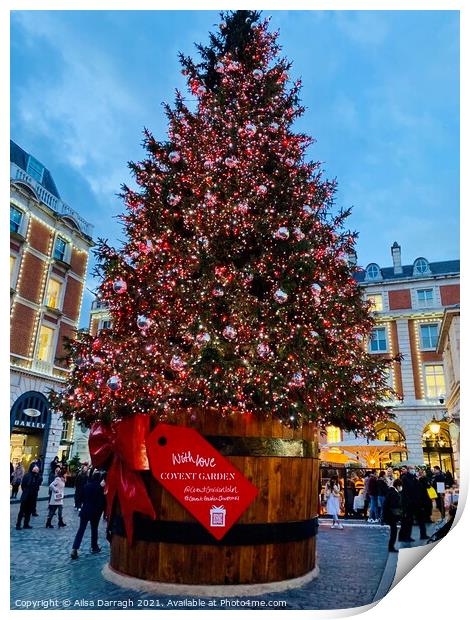 Covent Garden Christmas Tree, London Print by Ailsa Darragh