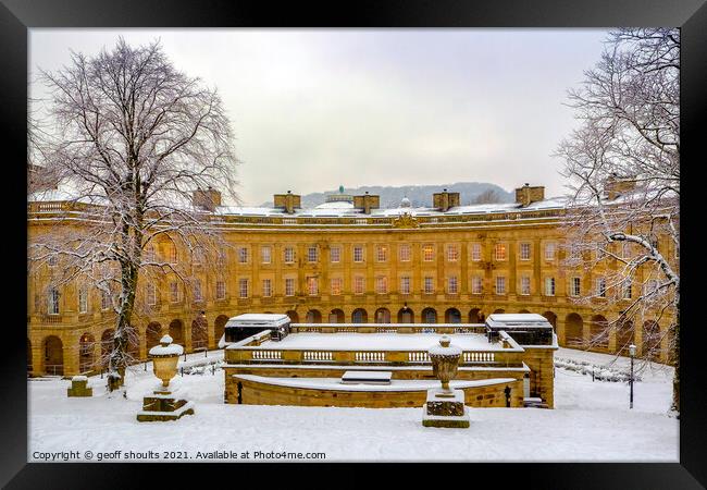 The Crescent, Buxton, in winter Framed Print by geoff shoults