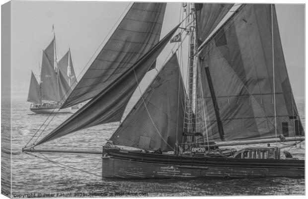 Old Brixham Sailing Trawlers Canvas Print by Peter F Hunt