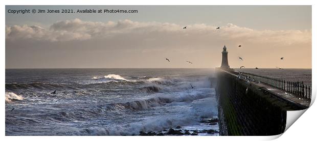 Stormy weather at Tynemouth Pier - Panorama Print by Jim Jones