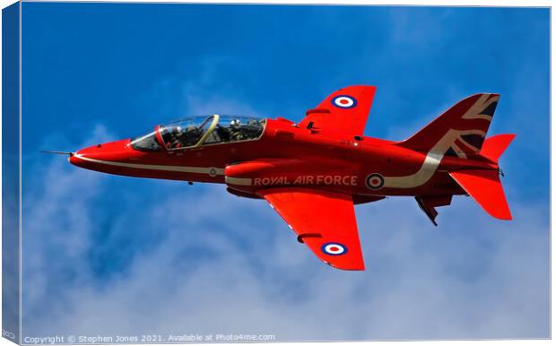RAF Red Arrows XX242 Hawk display aircraft in flight. Canvas Print by Ste Jones