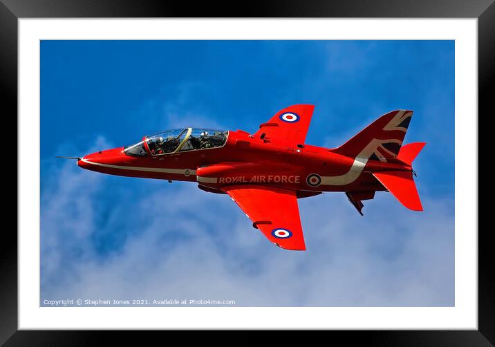 RAF Red Arrows XX242 Hawk display aircraft in flight. Framed Mounted Print by Ste Jones