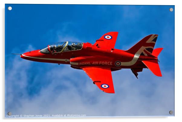 RAF Red Arrows XX242 Hawk display aircraft in flight. Acrylic by Ste Jones
