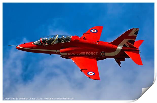 RAF Red Arrows XX242 Hawk display aircraft in flight. Print by Ste Jones