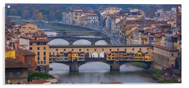 Ponte Vecchiio Bridge in the city of Florence in Italy Tuscany Acrylic by Erik Lattwein