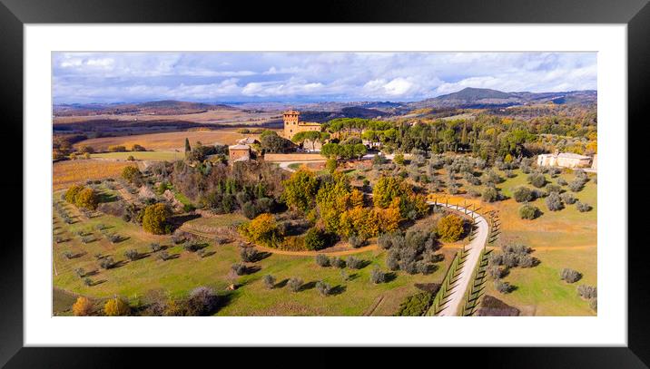 Colorful Tuscany in Italy - the typical landscape and rural fiel Framed Mounted Print by Erik Lattwein