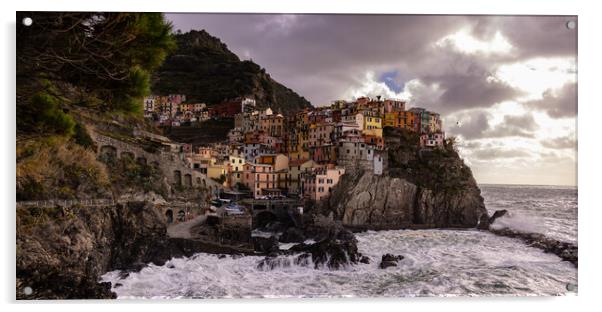 The colorful houses of Manarola in Cinque Terre  Acrylic by Erik Lattwein