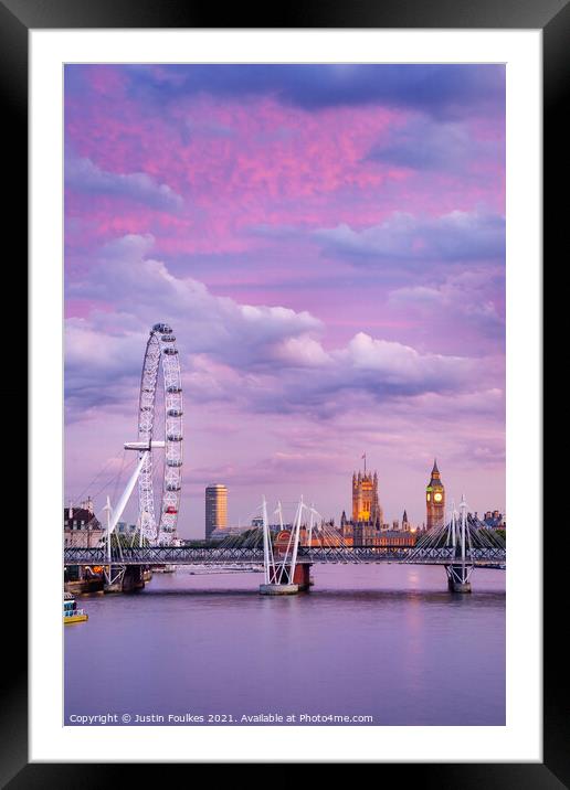 The London Eye and the Houses of Parliament Framed Mounted Print by Justin Foulkes