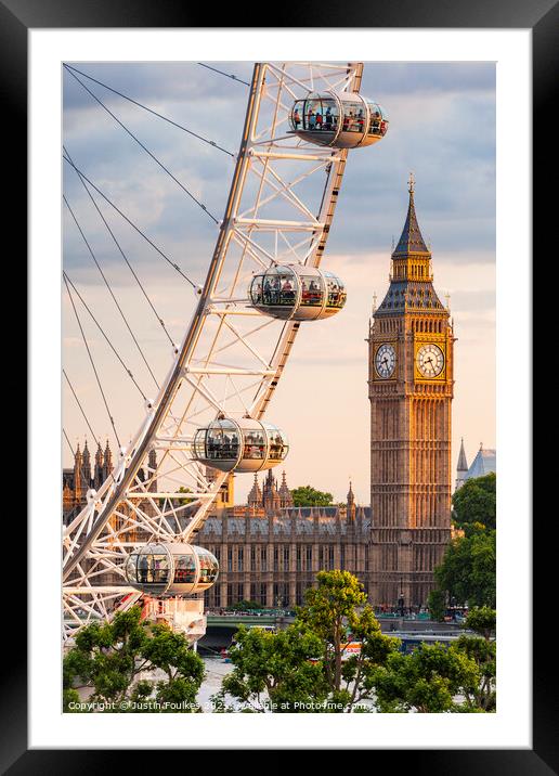 The London Eye and Big Ben Framed Mounted Print by Justin Foulkes