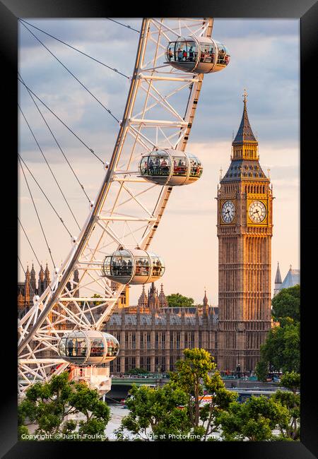 The London Eye and Big Ben Framed Print by Justin Foulkes