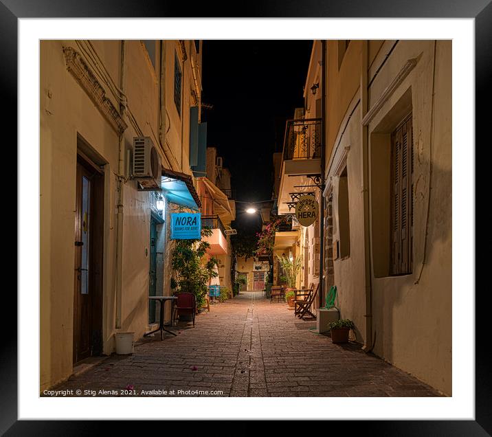 The Alley Michail Damaskinou in the old town of Chania, a street Framed Mounted Print by Stig Alenäs