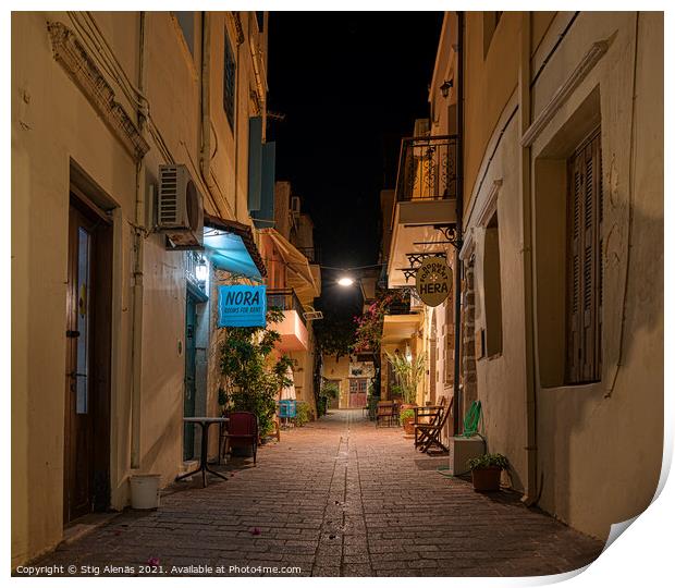 The Alley Michail Damaskinou in the old town of Chania, a street Print by Stig Alenäs