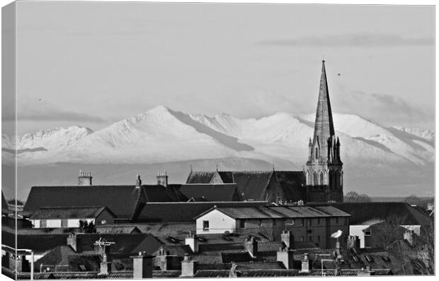 Over Ayr rooftops to Arran Canvas Print by Allan Durward Photography