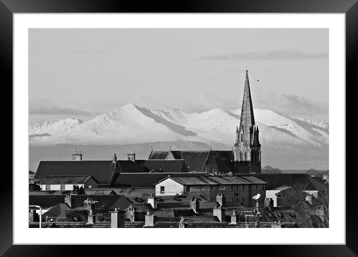 Over Ayr rooftops to Arran Framed Mounted Print by Allan Durward Photography