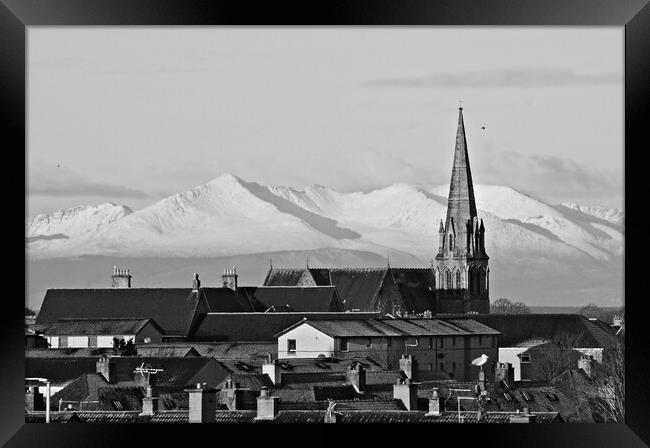 Over Ayr rooftops to Arran Framed Print by Allan Durward Photography