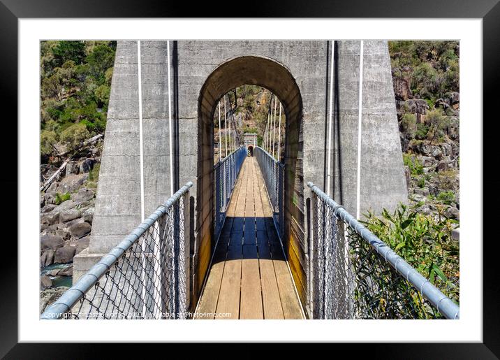 Suspension bridge in Cataract Gorge - Launceston Framed Mounted Print by Laszlo Konya