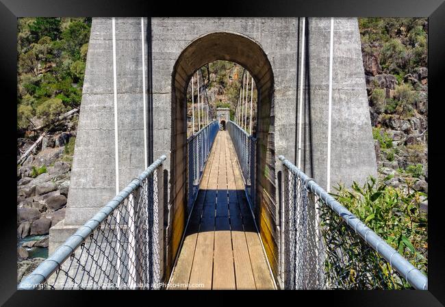Suspension bridge in Cataract Gorge - Launceston Framed Print by Laszlo Konya