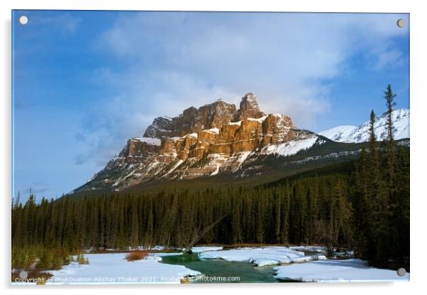 Golden Hour, Castle Mountain  Acrylic by PhotOvation-Akshay Thaker