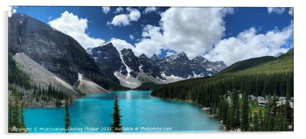 THE JEWEL OF THE ROCKIES. Panoramic view of spectacular natural turquoise color lake  Acrylic by PhotOvation-Akshay Thaker