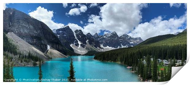 THE JEWEL OF THE ROCKIES. Panoramic view of spectacular natural turquoise color lake  Print by PhotOvation-Akshay Thaker