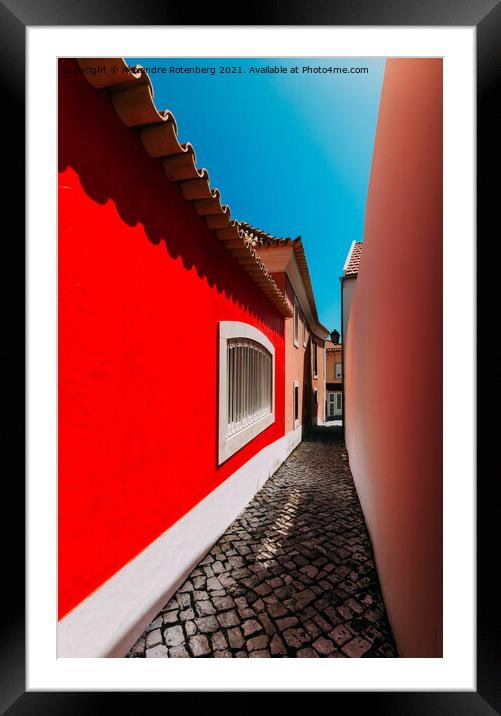 Narrow alleyway in Cascais, Portugal Framed Mounted Print by Alexandre Rotenberg