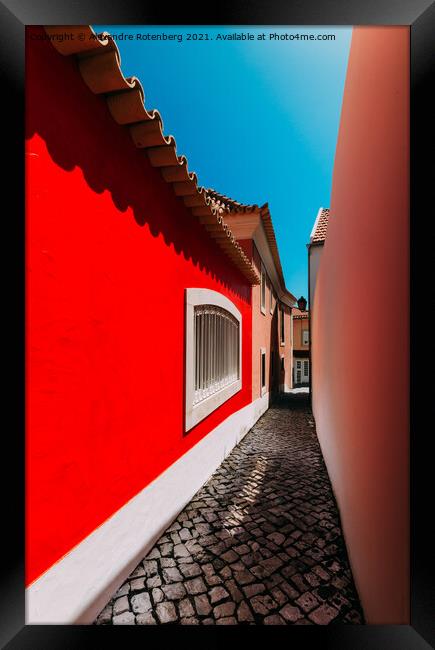 Narrow alleyway in Cascais, Portugal Framed Print by Alexandre Rotenberg