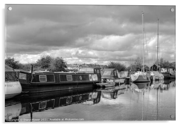 Heybridge Canal Monochrome Acrylic by Diana Mower