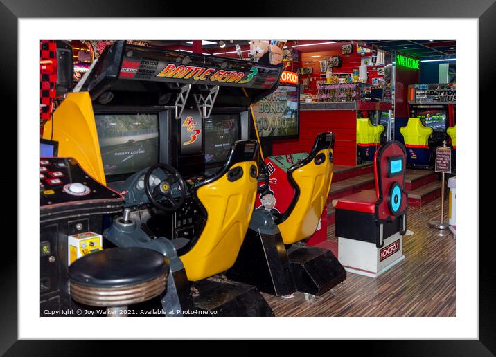 Car racing arcade game Framed Mounted Print by Joy Walker